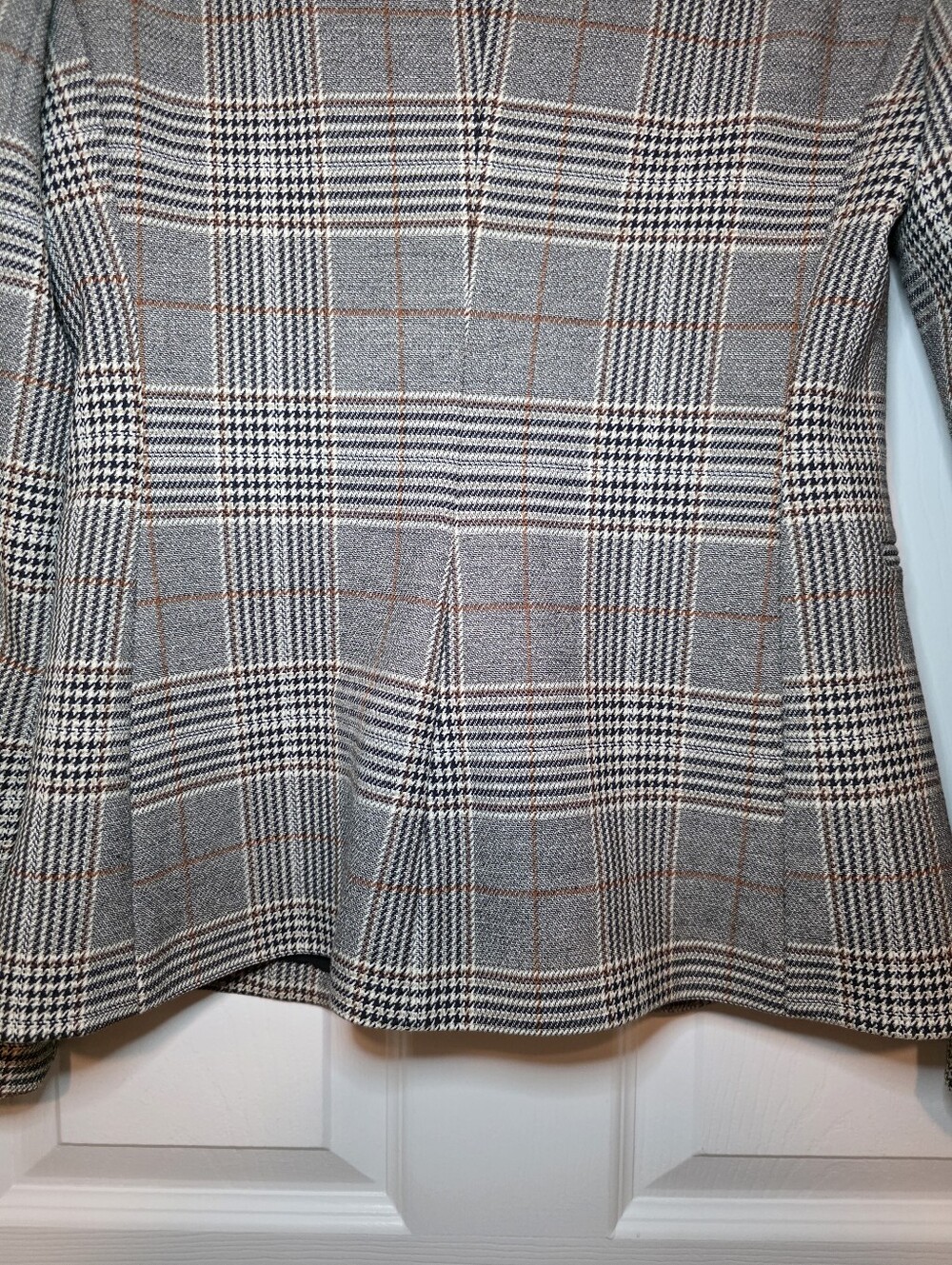 Express Blazer Womens Sz 4 Gray Plaid Check One Button Work Jacket Career - Picture 9 of 13